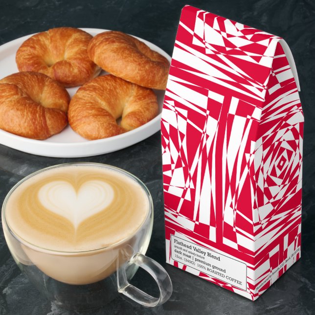 Optical Illusion Coffee – Red & White Abstract Art (Breakfast)