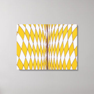 Optical Illusion Curved Diamonds Yellow Canvas Print