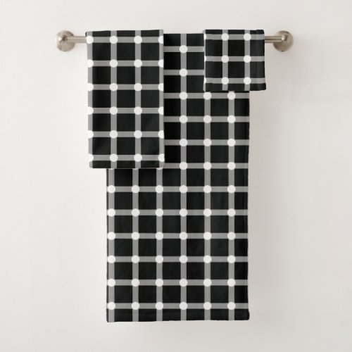 Optical Illusion Design Disappearing Black Dots Bath Towel Set