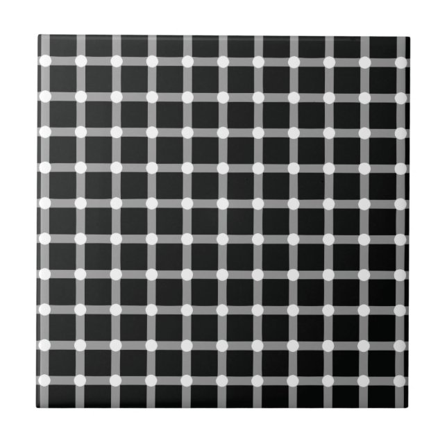 Optical Illusion Design Disappearing Black Dots Ceramic Tile (Front)