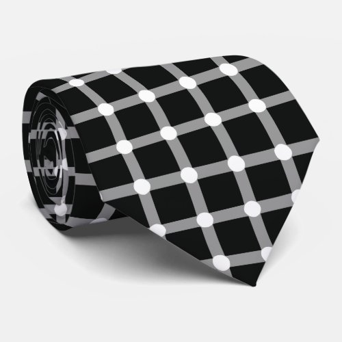 Optical Illusion Design Disappearing Black Dots Neck Tie