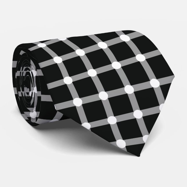 Optical Illusion Design Disappearing Black Dots Neck Tie (Rolled)