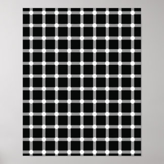 Optical Illusion Design Disappearing Black Dots Poster