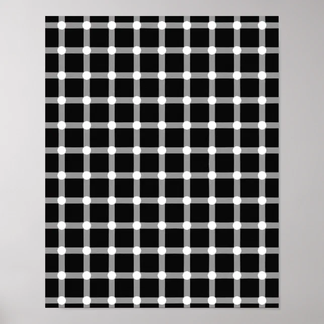 Optical Illusion Design Disappearing Black Dots Poster Zazzle
