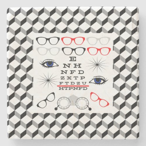 Optical Illusion Eye Chart Doctor Optician Pattern Stone Coaster