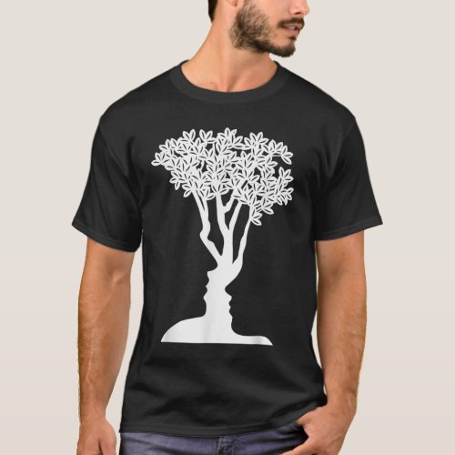 Optical Illusion Funny Novelty Tree or Faces T_Shirt