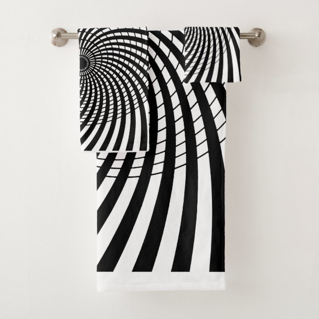 OPTICAL ILLUSION Geometric Art Hypnotic Designs Bath Towel Set (Insitu)