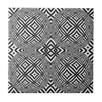 Optical Illusion Geometric Black And White Pattern Ceramic Tile