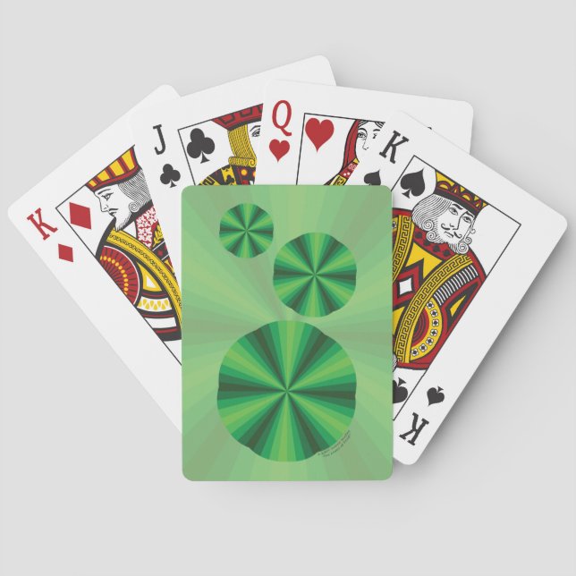 Optical Illusion Green Classic Playing Cards (Back)