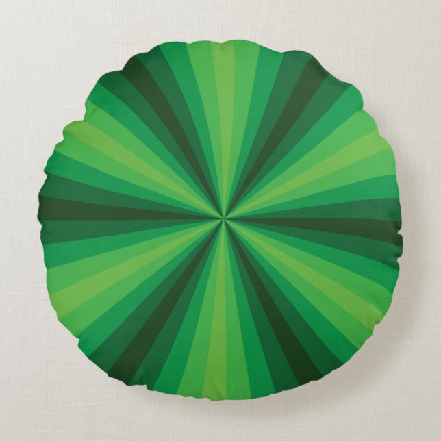 Optical Illusion Green Round Pillow (Front)