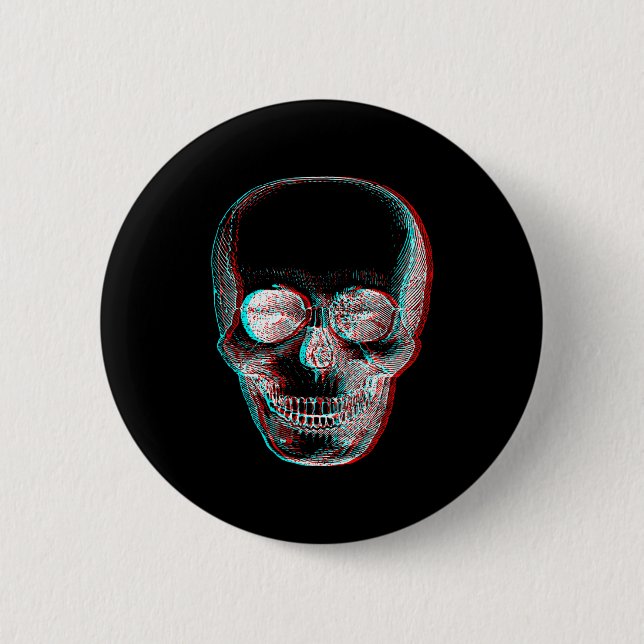 Optical Illusion Halloween Skeleton Skull  Button (Front)