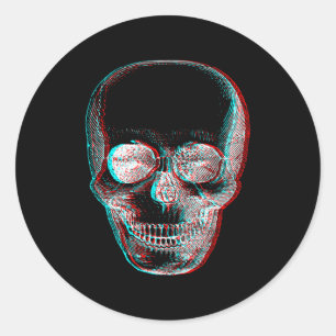 Optical Illusion Halloween Skeleton Skull Classic Round Sticker