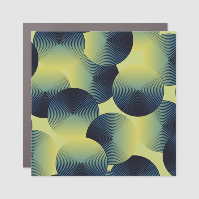 Optical illusion, linear circles, seamless pattern car magnet (Front)