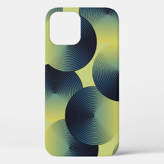 Optical illusion, linear circles, seamless pattern iPhone 12 case