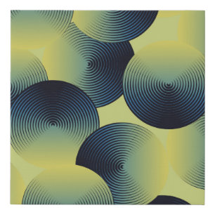 Optical illusion, linear circles, seamless pattern faux canvas print