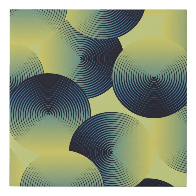 Optical illusion, linear circles, seamless pattern faux canvas print (Front)