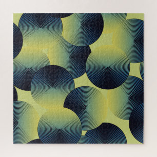 Optical illusion, linear circles, seamless pattern jigsaw puzzle