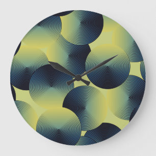 Optical illusion, linear circles, seamless pattern large clock