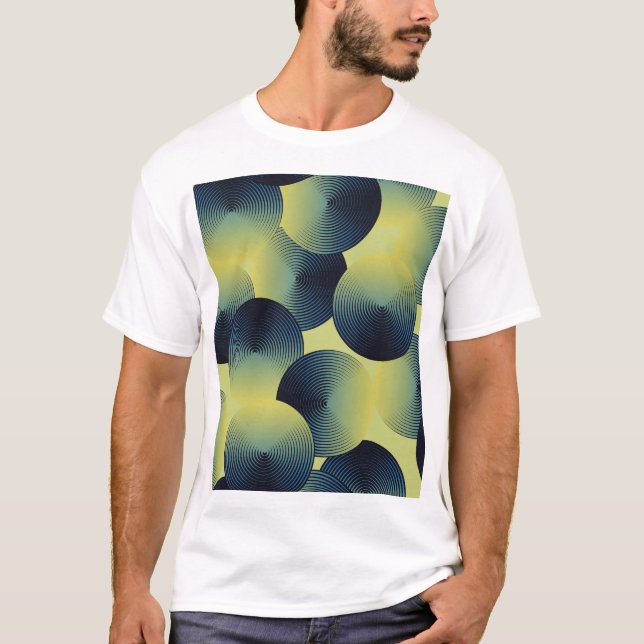 Optical illusion, linear circles, seamless pattern T-Shirt (Front)