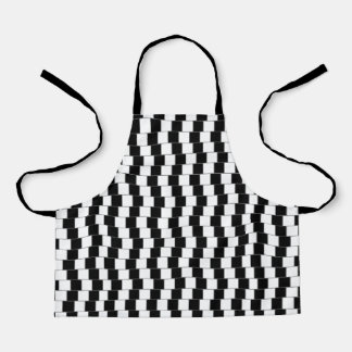 Optical Illusion Lines Squares Black Apron