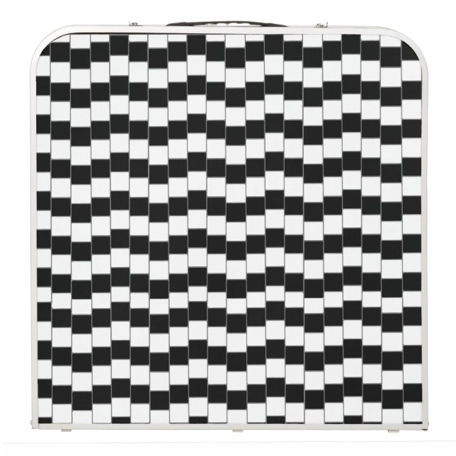Optical Illusion Lines Squares Black Beer Pong Table (Folded)