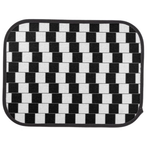 Optical Illusion Lines Squares Black Car Floor Mat