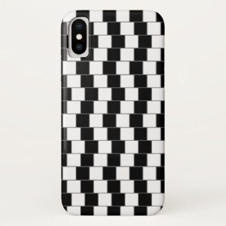 Optical Illusion Lines Squares Black iPhone X Case