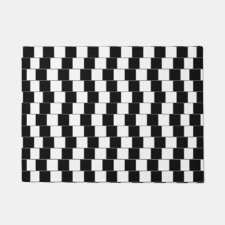Optical Illusion Lines Squares Black Doormat
