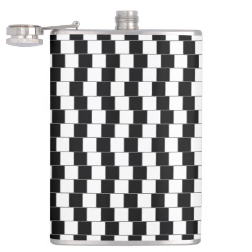 Optical Illusion Lines Squares Black Flask