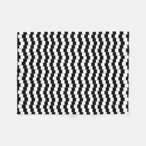 Optical Illusion Lines Squares Black Fleece Blanket