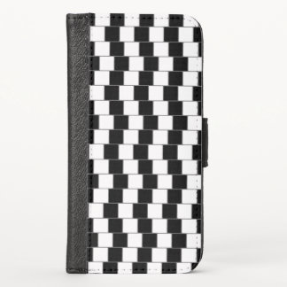 Optical Illusion Lines Squares Black iPhone X Wallet Case