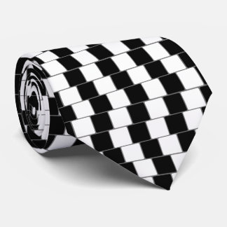Optical Illusion Lines Squares Black Neck Tie
