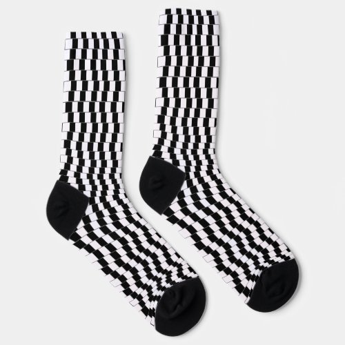 Optical Illusion Lines Squares Black Socks