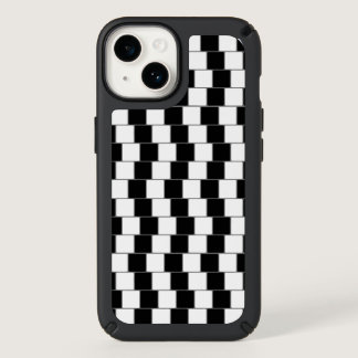 Optical Illusion Lines Squares Black Speck iPhone 14 Case
