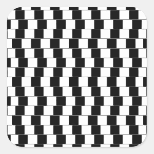 Optical Illusion Lines Squares Black Square Sticker