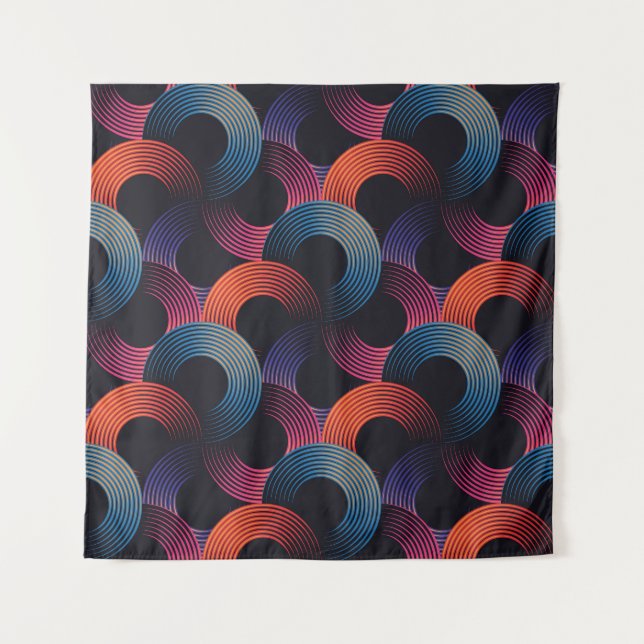 Optical illusion: metallic linear rings. tapestry (Front)