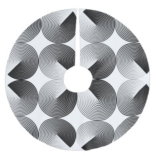 Optical Illusion Monochrome Geometric Circles Brushed Polyester Tree Skirt