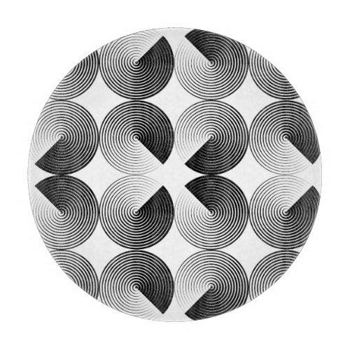 Optical Illusion Monochrome Geometric Circles Cutting Board