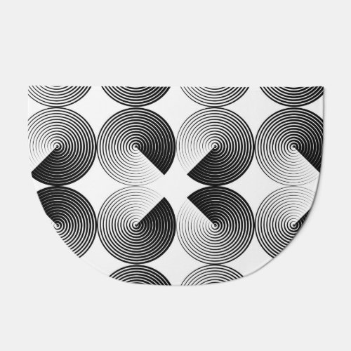 Optical Illusion Monochrome Geometric Circles Doormat