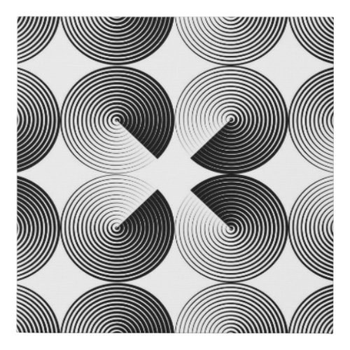 Optical Illusion Monochrome Geometric Circles Faux Canvas Print