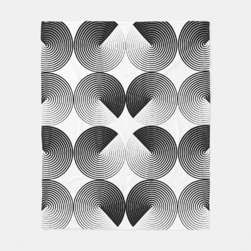 Optical Illusion Monochrome Geometric Circles Fleece Blanket