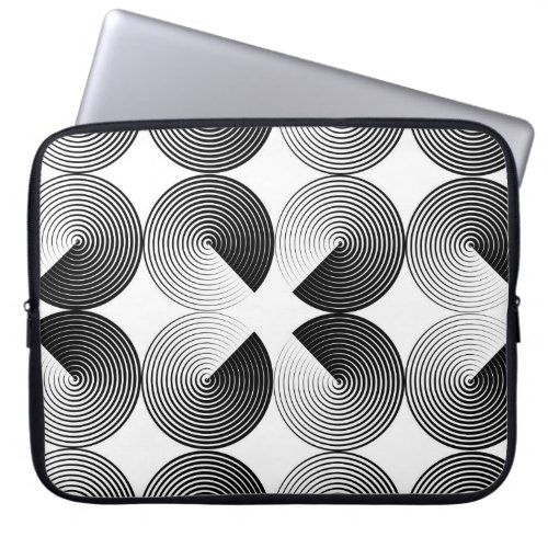 Optical Illusion Monochrome Geometric Circles Laptop Sleeve