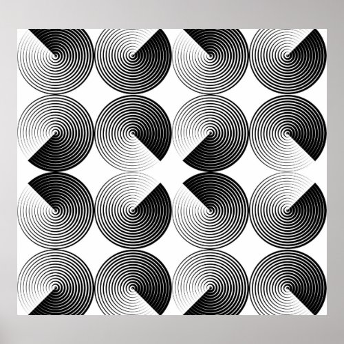 Optical Illusion Monochrome Geometric Circles Poster