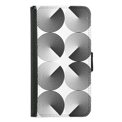 Optical Illusion Monochrome Geometric Circles Samsung Galaxy S5 Wallet Case