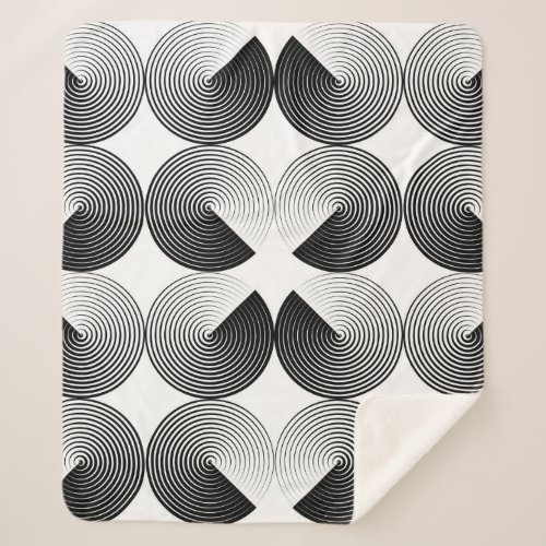 Optical Illusion Monochrome Geometric Circles Sherpa Blanket