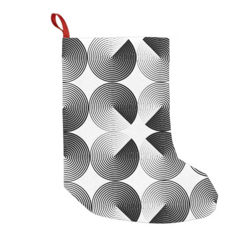Optical Illusion Monochrome Geometric Circles Small Christmas Stocking