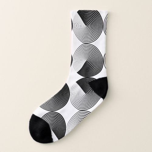 Optical Illusion Monochrome Geometric Circles Socks