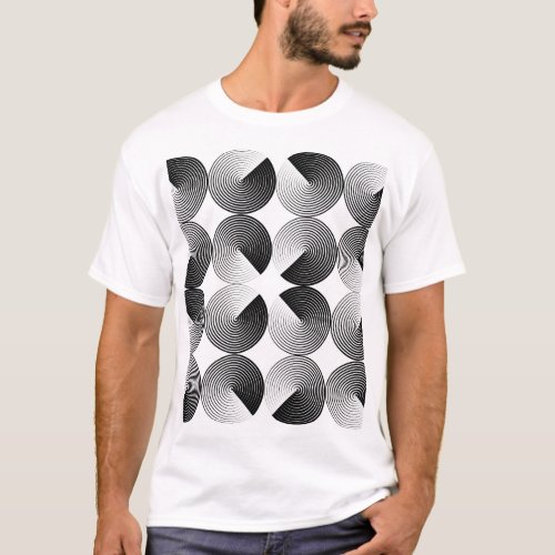 Optical Illusion Monochrome Geometric Circles T_Shirt