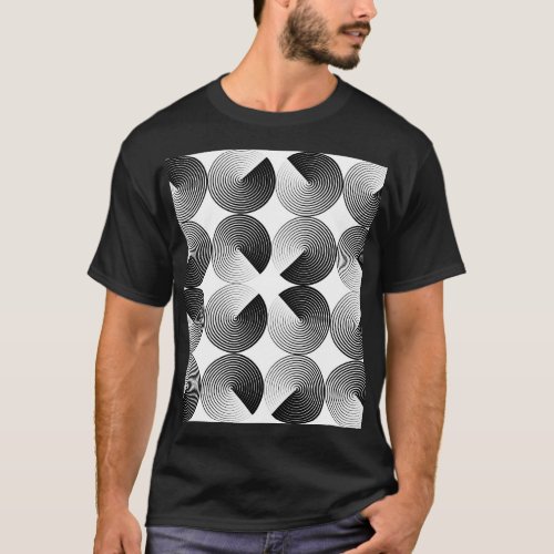 Optical Illusion Monochrome Geometric Circles T_Shirt