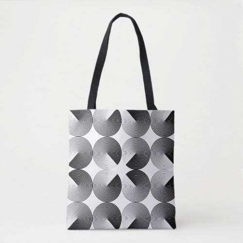 Optical Illusion Monochrome Geometric Circles Tote Bag